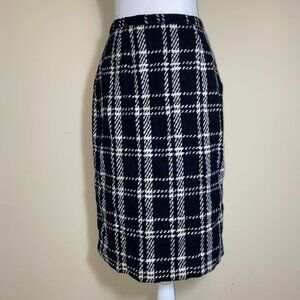 Vintage Wool Plaid Lined Pencil Skirt Womens S Preppy Old Money Academia Career
